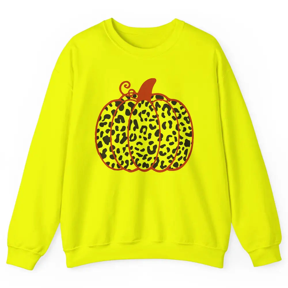 Pumpkin Leopard Fall Autumn Cheetah Pumpkin Thanksgiving Unisex Crewneck Sweatshirt