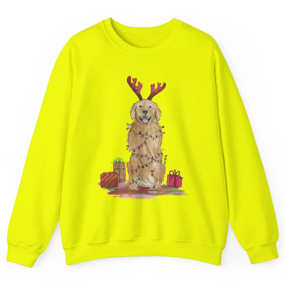 Santa Golden Retriever Reindeer Snowflake Christmas Costume Unisex Crewneck Sweatshirt