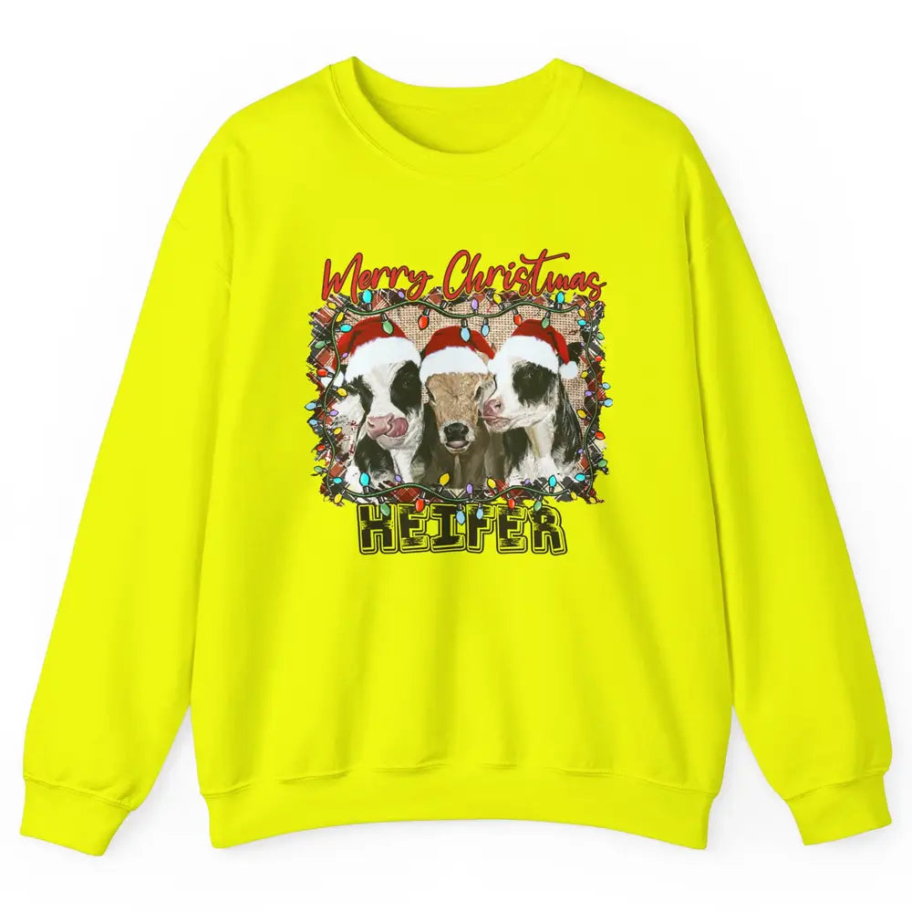 Funny Cow Merry Christmas Hanging With My Heifer Farmer Gift Unisex Crewneck Sweatshirt