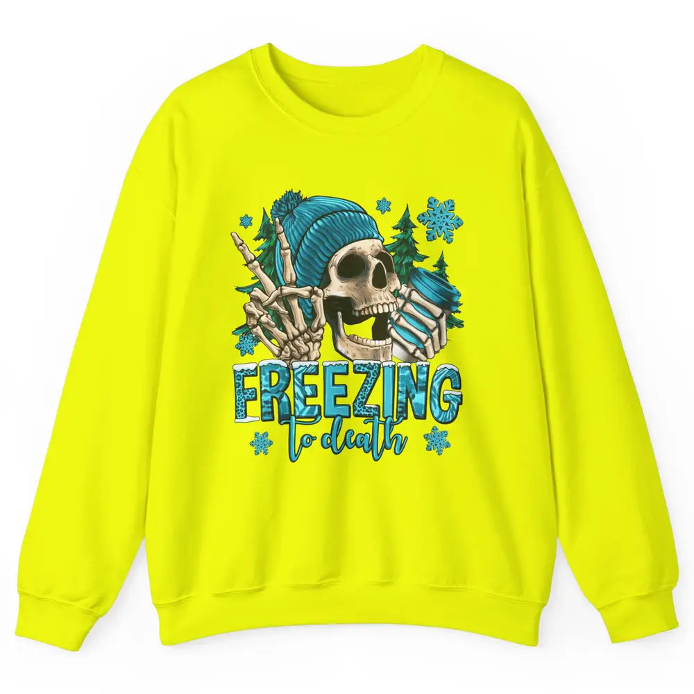 Funny Leopard Skull Freezing To Death Funny Christmas Winter Unisex Crewneck Sweatshirt