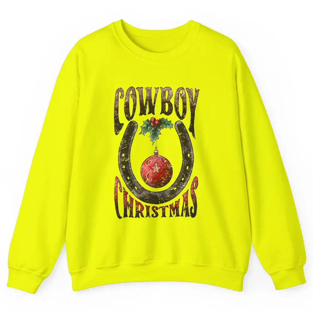 Christmas Cowboy Horseshoe Xmas Balls Western Christmas Unisex Crewneck Sweatshirt