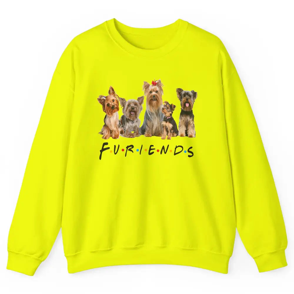 Funny Yorkie Furiends Merry Christmas Hat Yorkshire Terrier Unisex Crewneck Sweatshirt