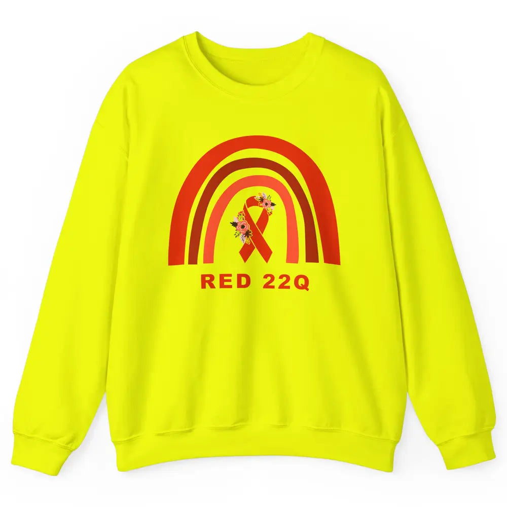 22Q Deletion/DiGeorge Syndrome Awareness Floral Red Rainbow Unisex Crewneck Sweatshirt