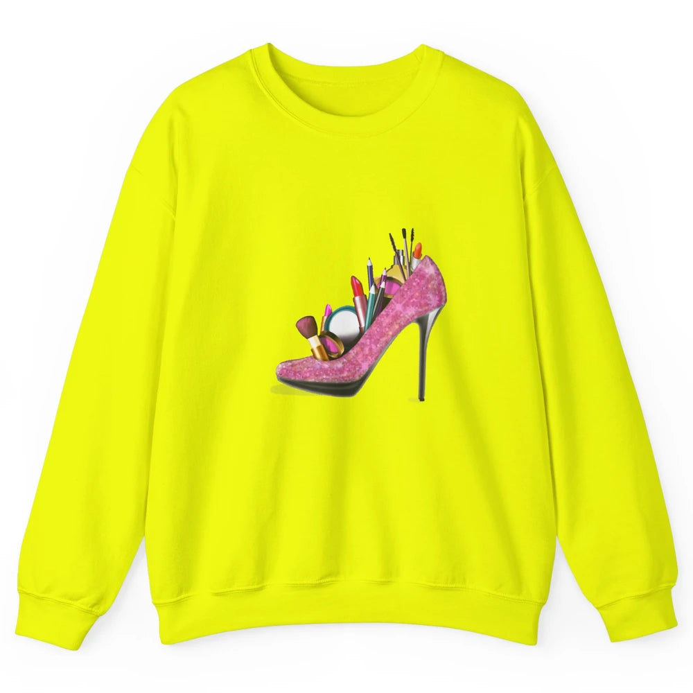 Woman High Heel Stilettos Makeup Artist Girly Lipstick Brush Unisex Crewneck Sweatshirt