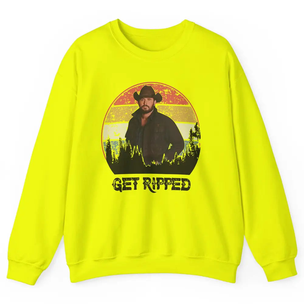 Vintage Cowboy Get Ripped Western Country Music Rodeo Dad Unisex Crewneck Sweatshirt