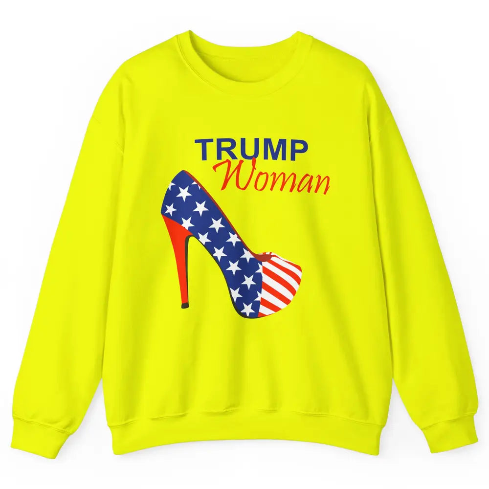 Trump Woman American Flag High Heel Republican Trump Support Unisex Crewneck Sweatshirt