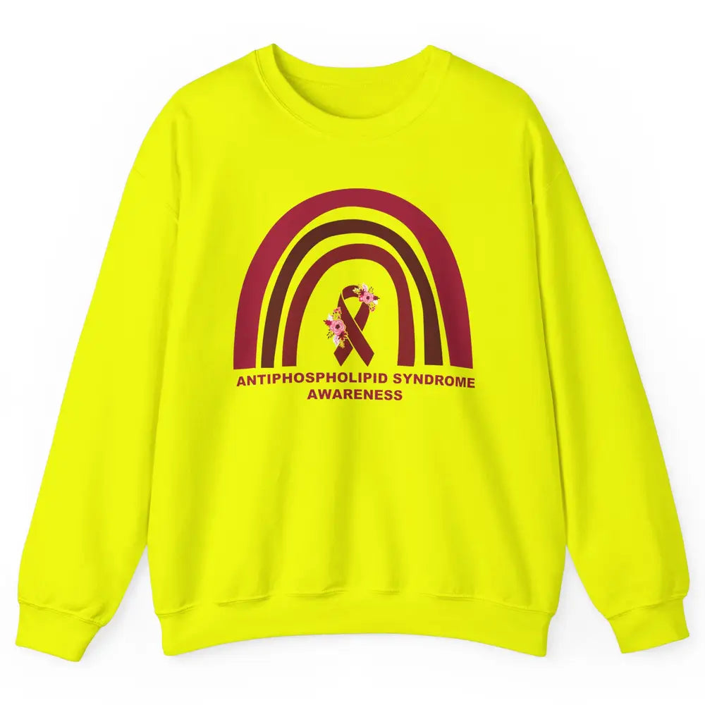 Antiphospholipid Syndrome Awareness APS Burgundy Rainbow Unisex Crewneck Sweatshirt