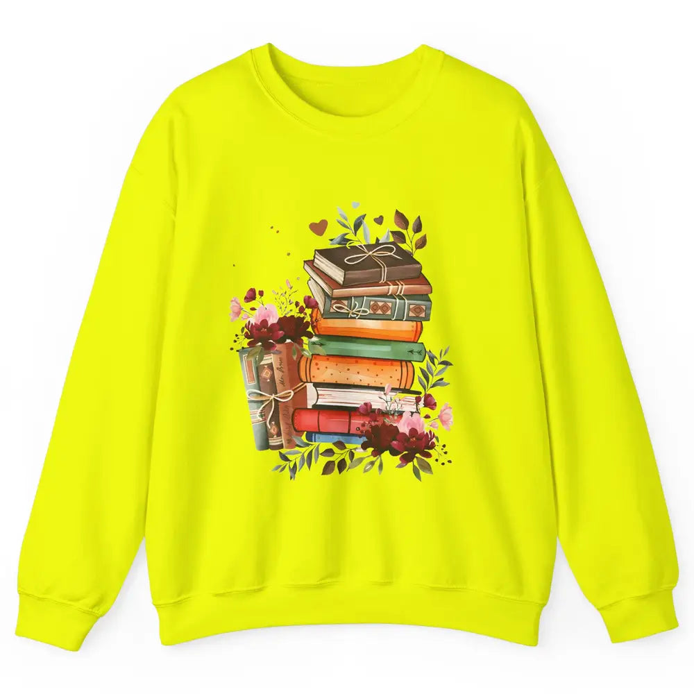 Books Floral Librarian Book Wildflower Bookworm Book Lovers Unisex Crewneck Sweatshirt