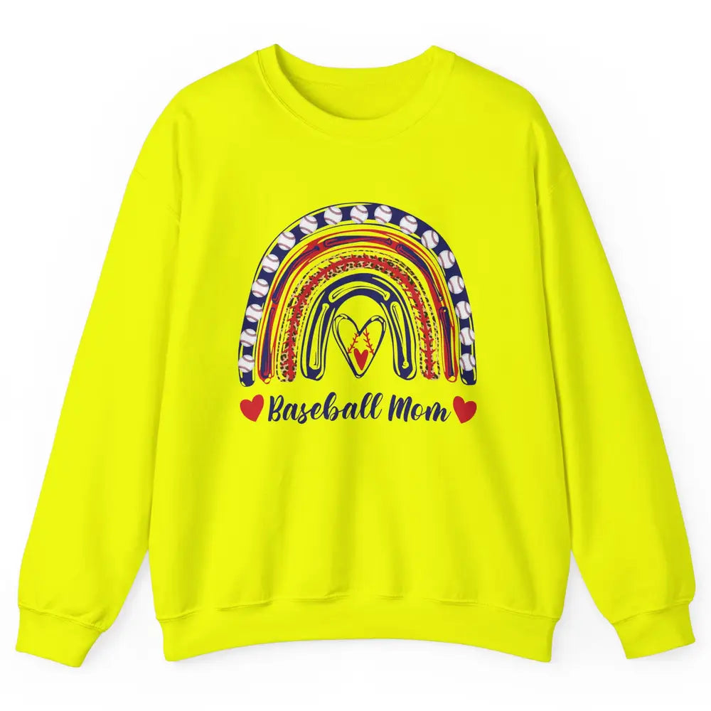 Baseball Mom Leopard Rainbow Proud Baseball Softball Players Unisex Crewneck Sweatshirt