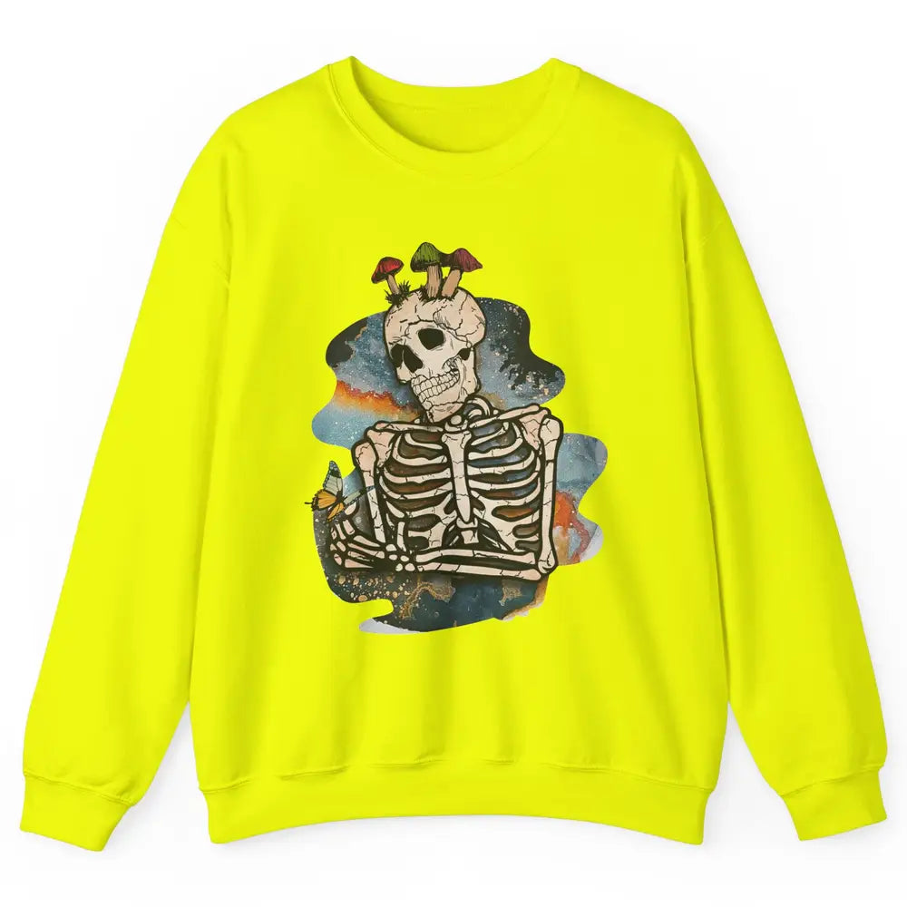 Vintage Skeleton Bundle Mushroom Plant Lovers Gardeners Gift Unisex Crewneck Sweatshirt