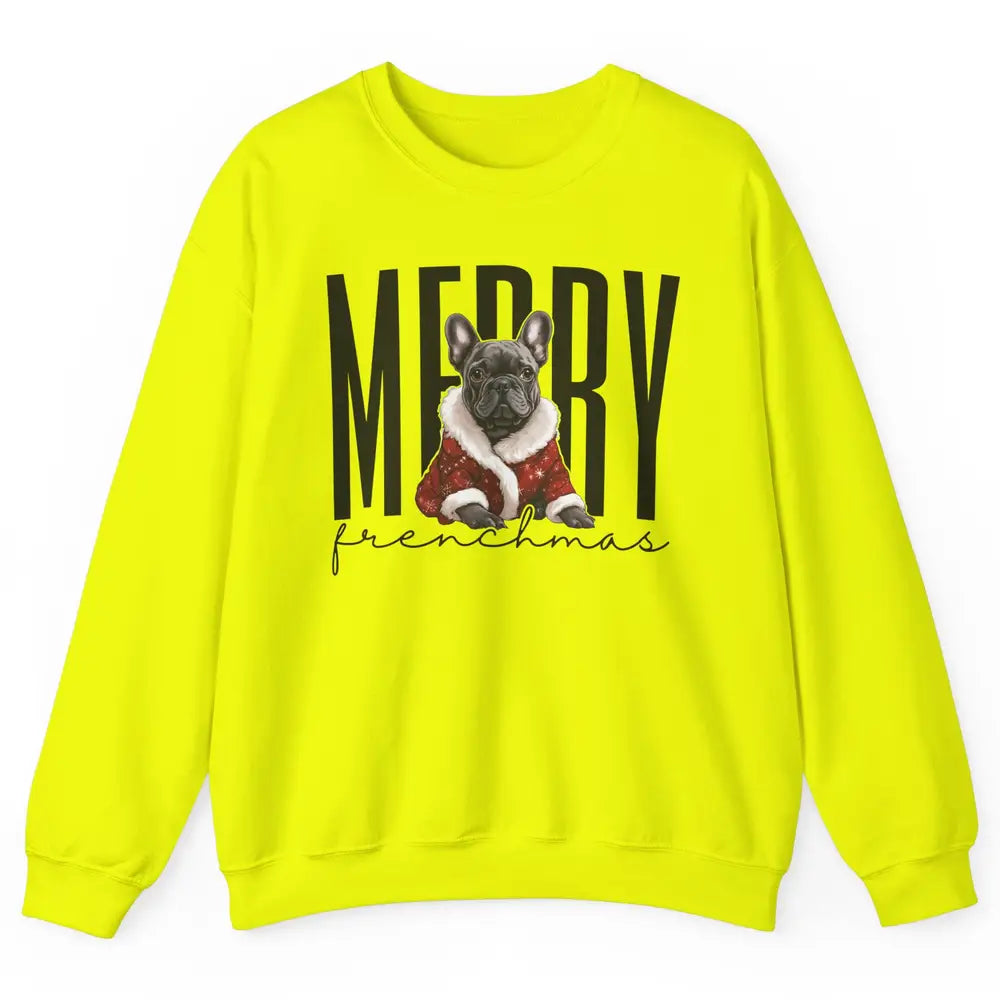 Funny French Bulldog Merry Frenchmas Christmas Dog Mom Unisex Crewneck Sweatshirt