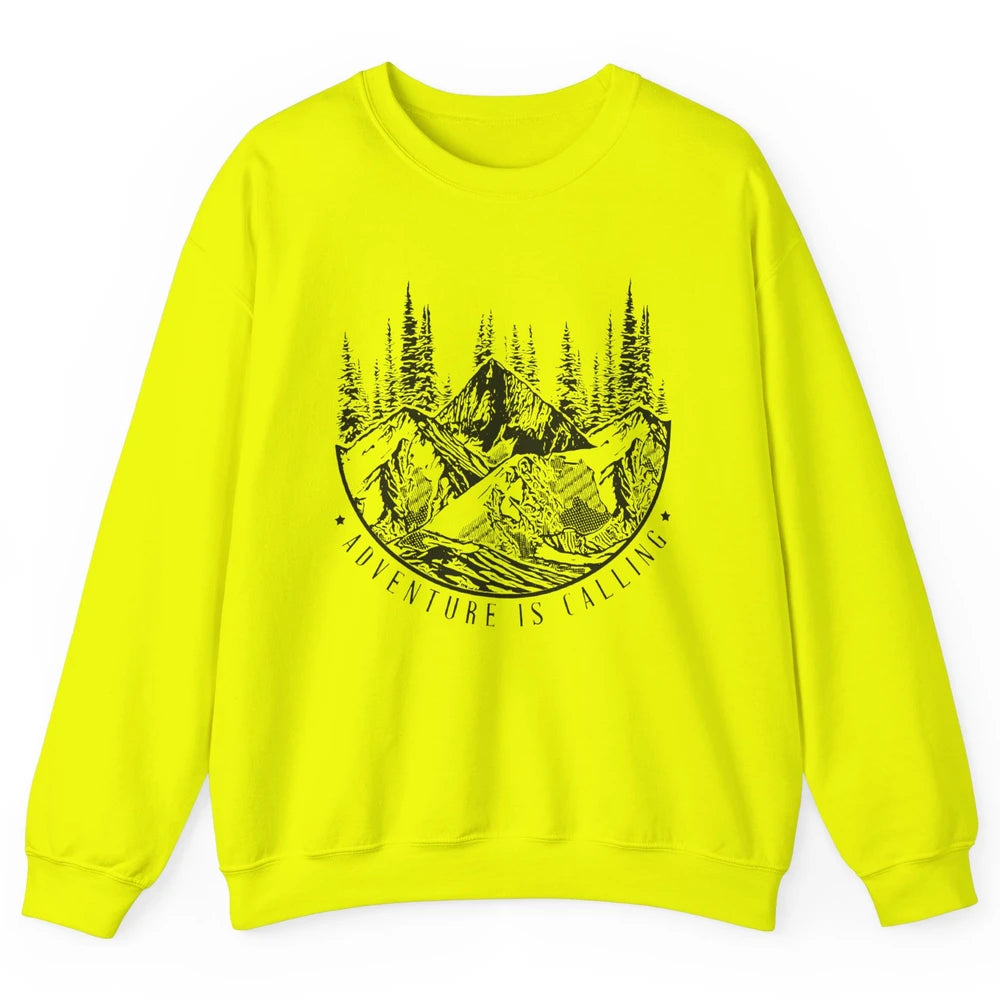 Adventure Is Calling Mountain Outdoor Wilderness Hiking Unisex Crewneck Sweatshirt