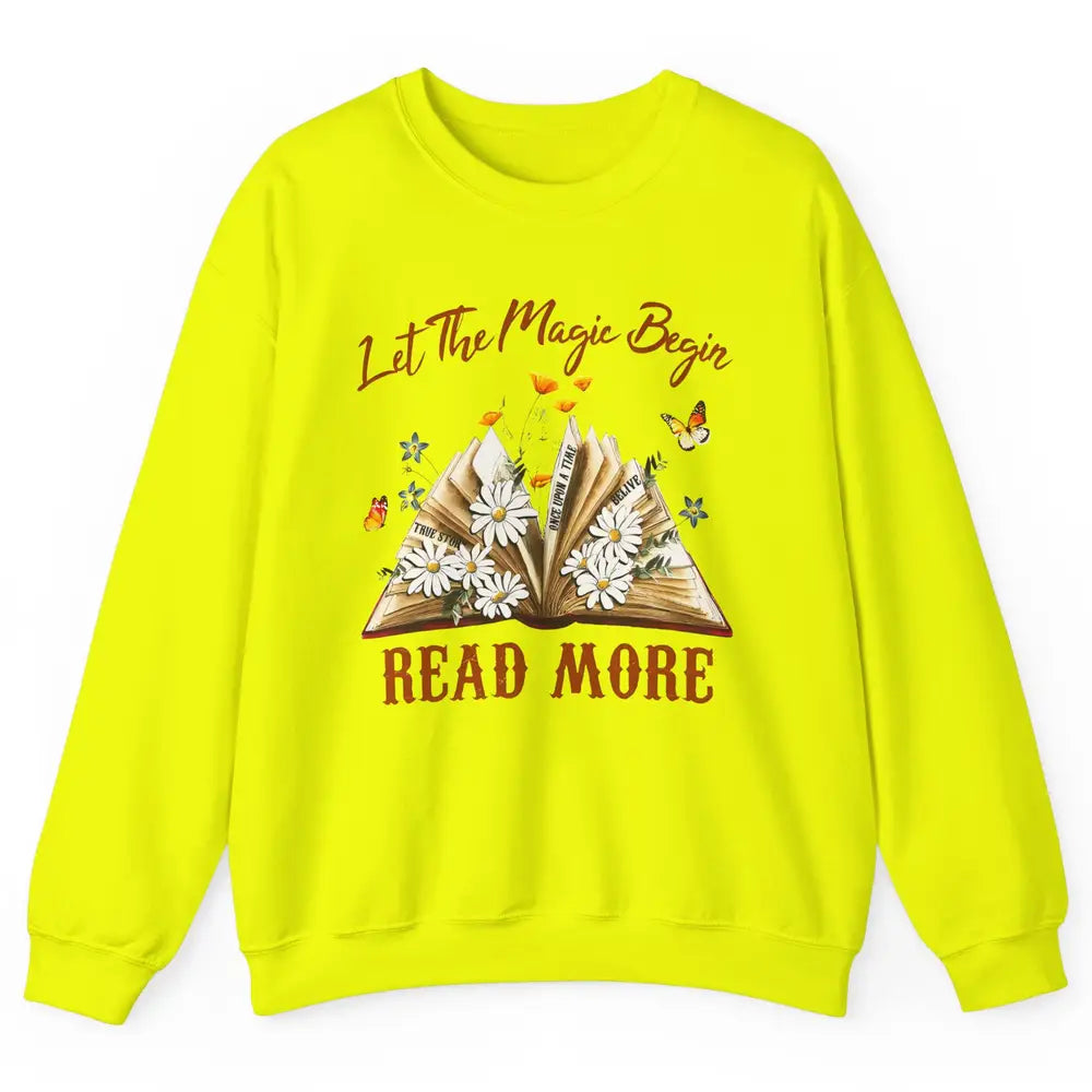 Aesthetic Read More Daisy Flowers Library Bookworm Butterfly Unisex Crewneck Sweatshirt