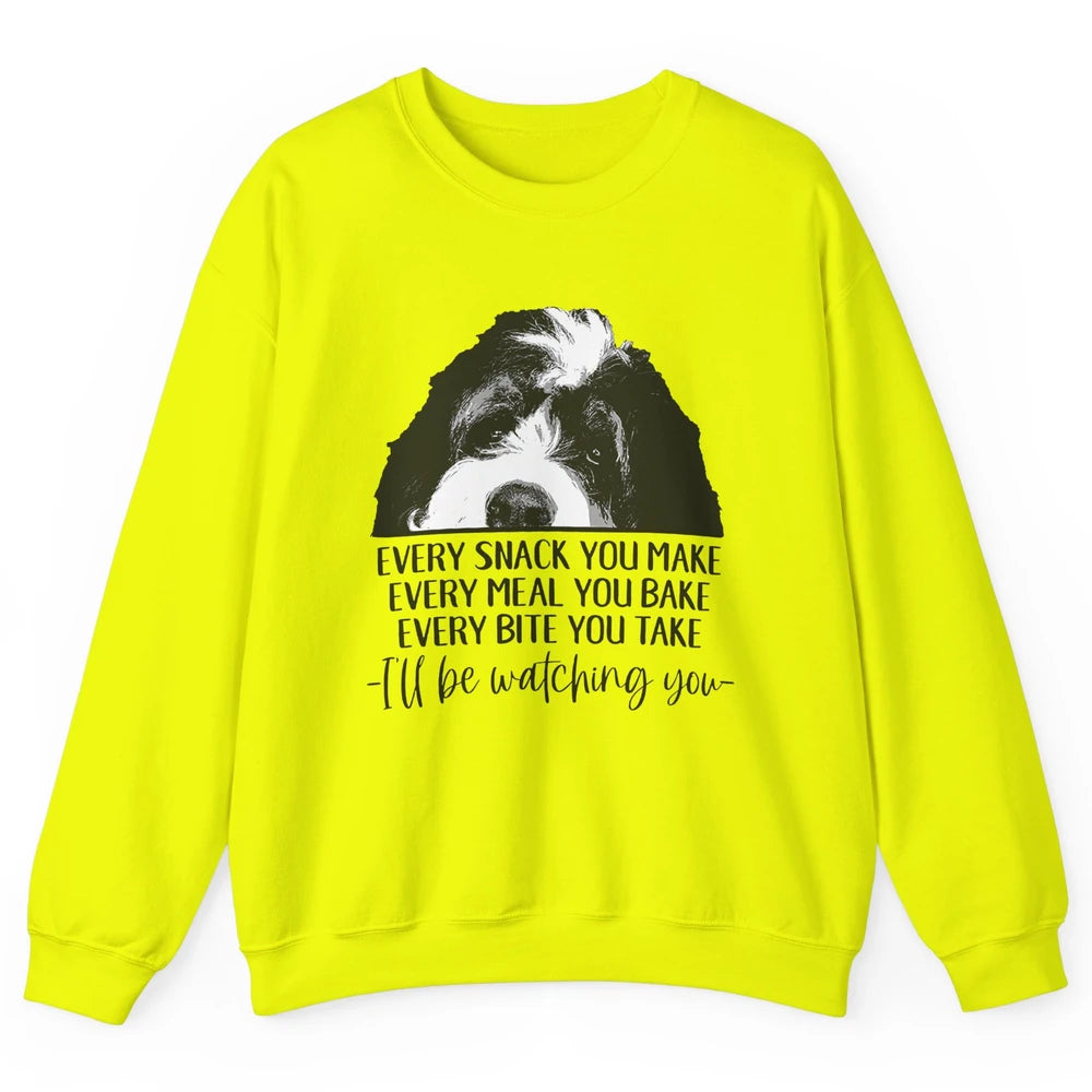 Bernedoodle I'll Be Watching You Bernedoodle Dog Lovers Gift Unisex Crewneck Sweatshirt