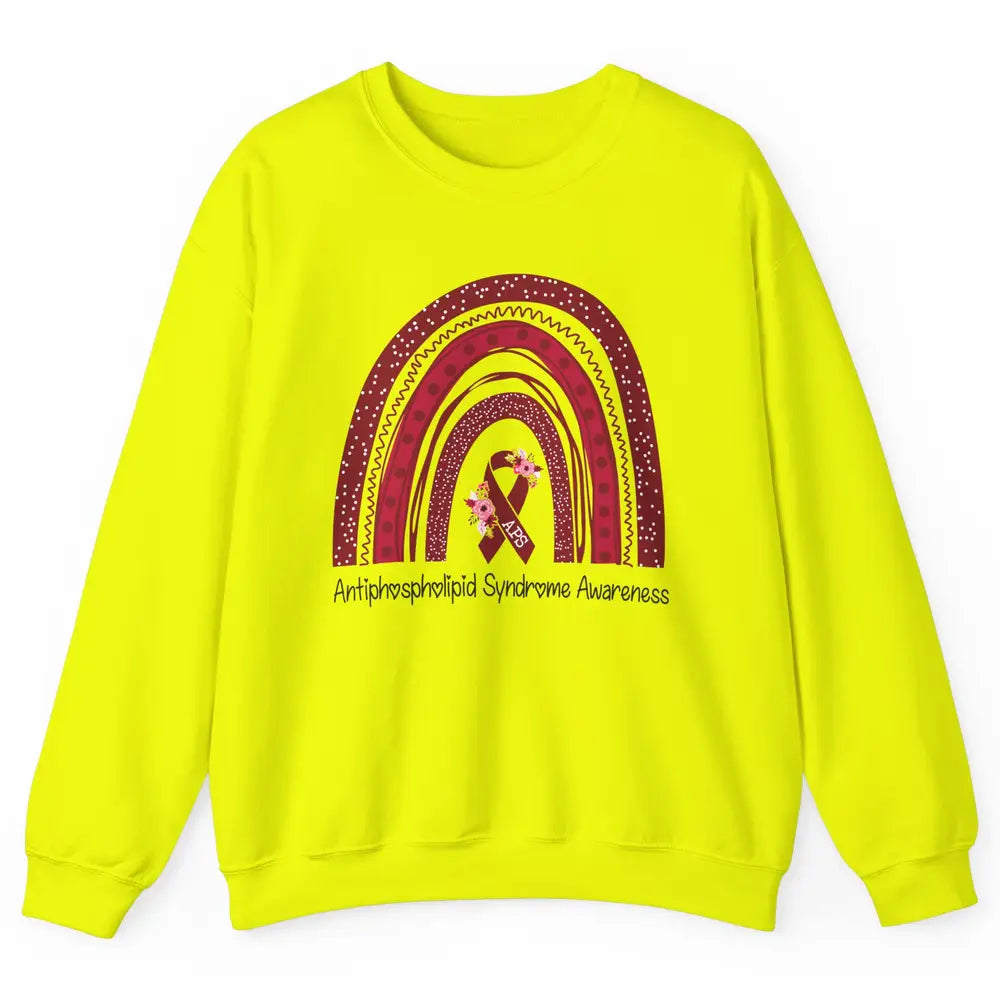 Antiphospholipid Syndrome Awareness APS Burgundy Rainbow Unisex Crewneck Sweatshirt