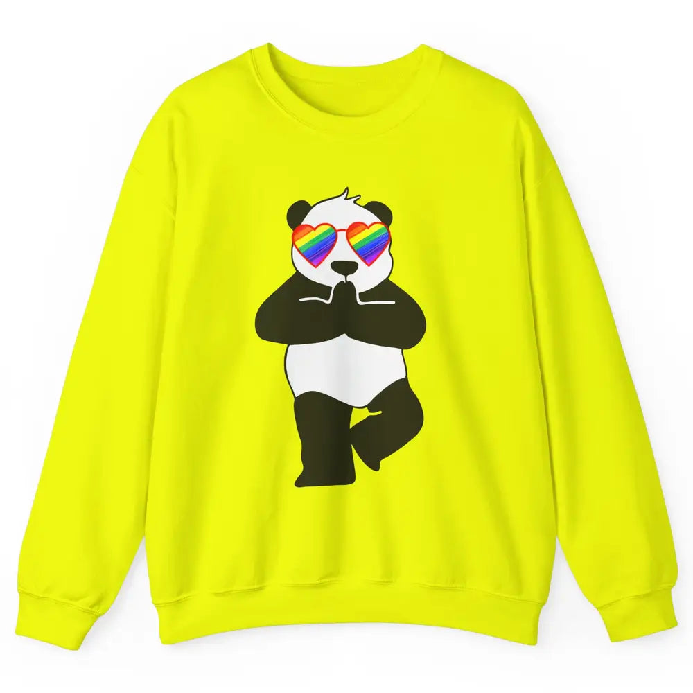 Yoga Panda LGBT Gay Pride Month Rainbow Sunglasses Love Unisex Crewneck Sweatshirt