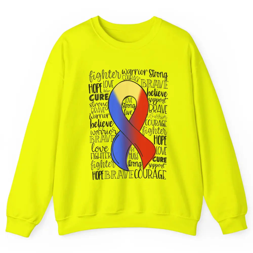 Thoracic Outlet Syndrome Awareness Blue Red Ribbon Hope Love Unisex Crewneck Sweatshirt