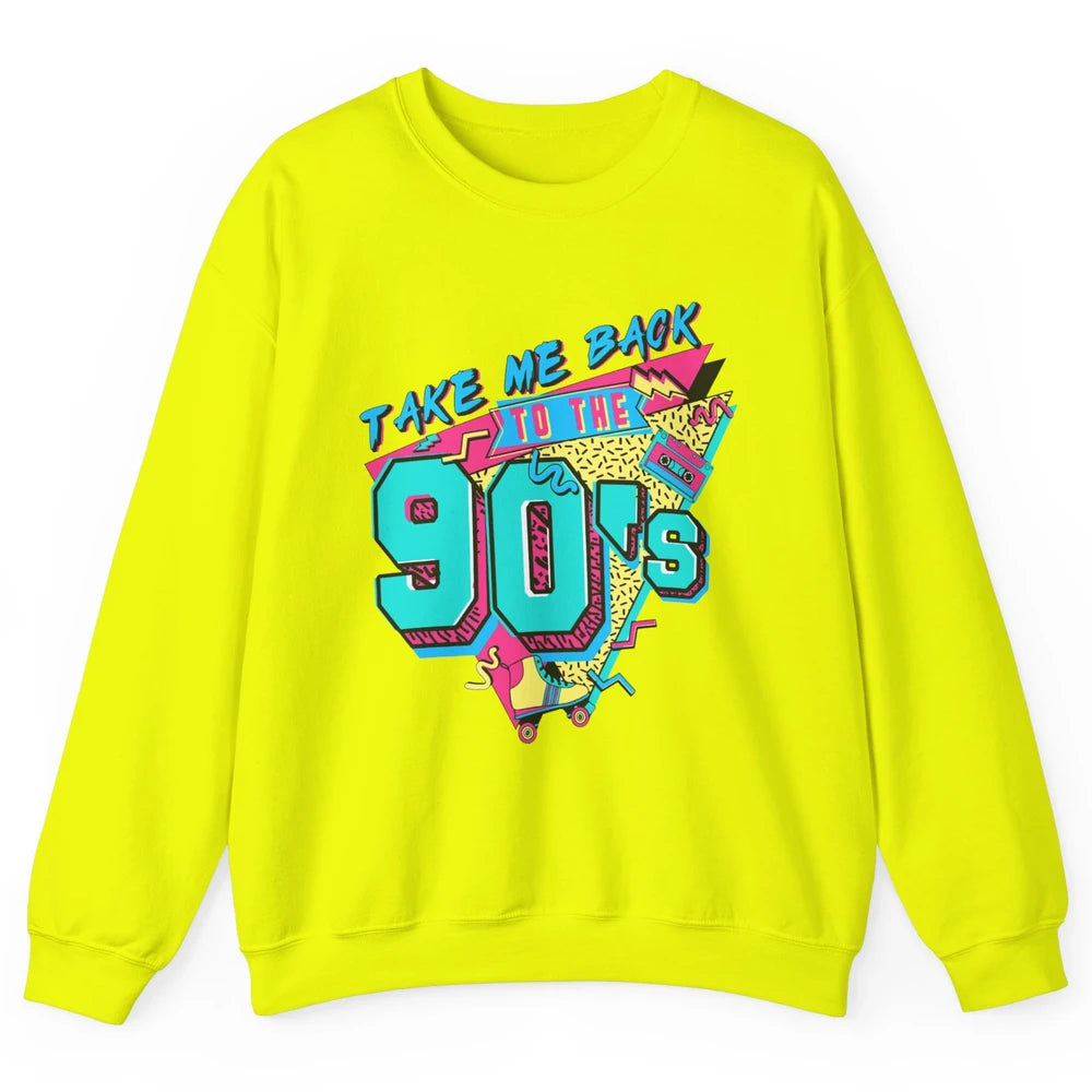 Vintage Take Me Back To The 90s Cassette Retro Rainbow Child Unisex Crewneck Sweatshirt