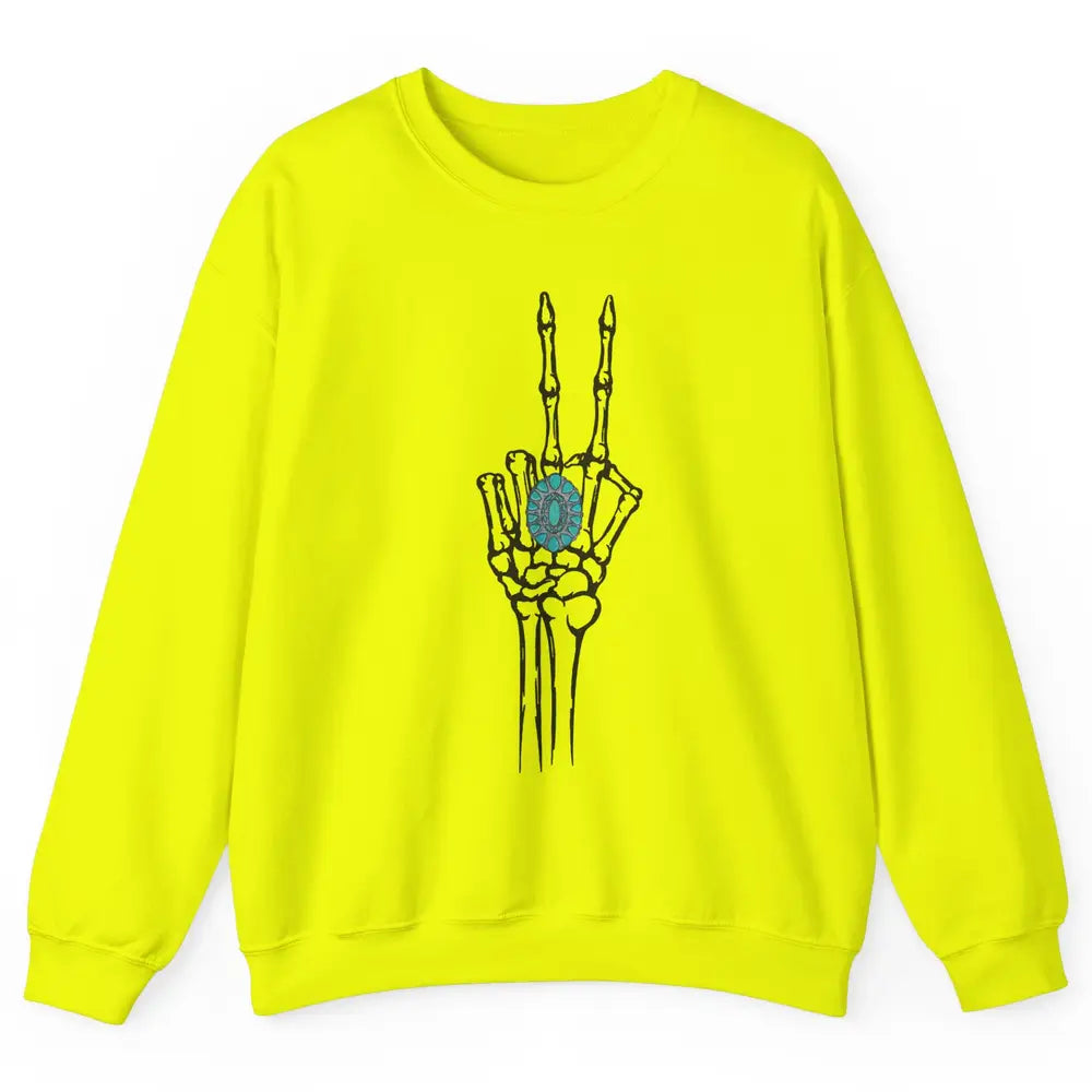 Retro Skeleton Turquoise Ring Western Future Bride Engaged Unisex Crewneck Sweatshirt