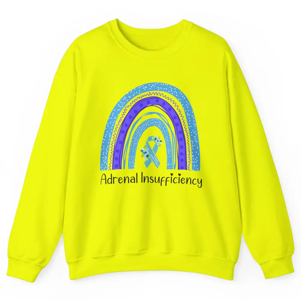 Adrenal Insufficiency Awareness Floral Light Blue Ribbon Unisex Crewneck Sweatshirt