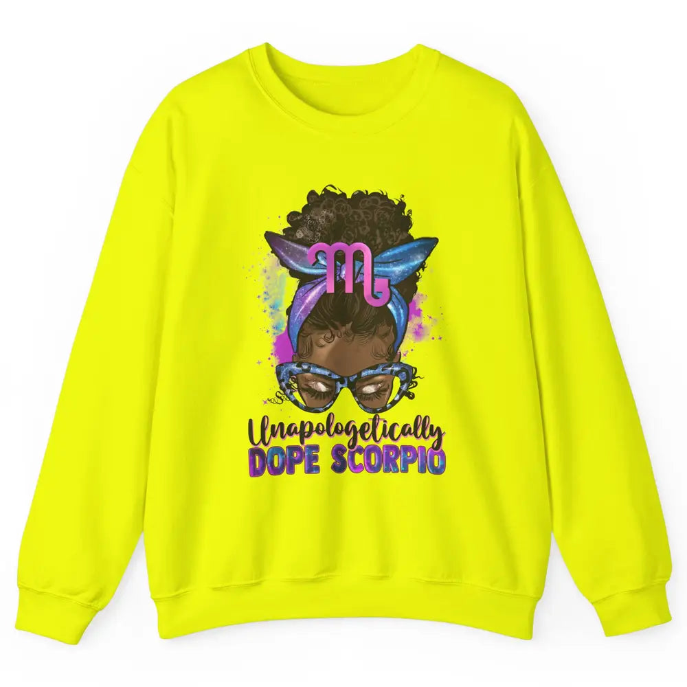 Unapologetically Dope Scorpio Zodiac Leopard Afro Messy Bun Unisex Crewneck Sweatshirt