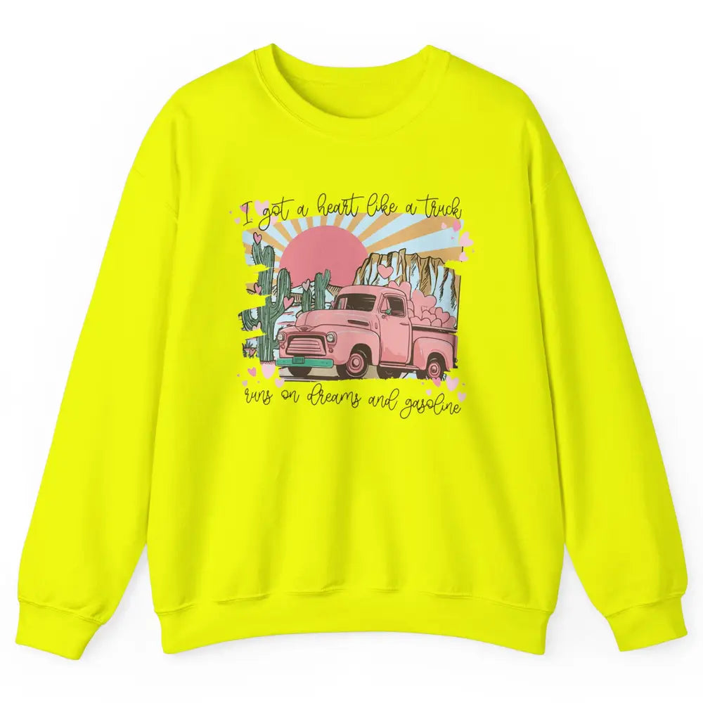 Western Sunset Cowgirl I Got Heart Like Truck Rodeo Cactus Unisex Crewneck Sweatshirt