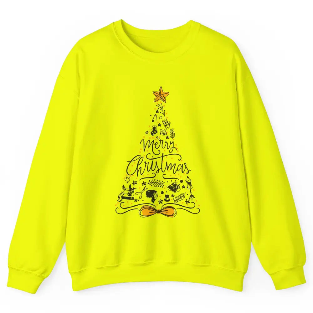 Funny Sewing Merry Christmas Tree Quilting Symbols Christmas Unisex Crewneck Sweatshirt