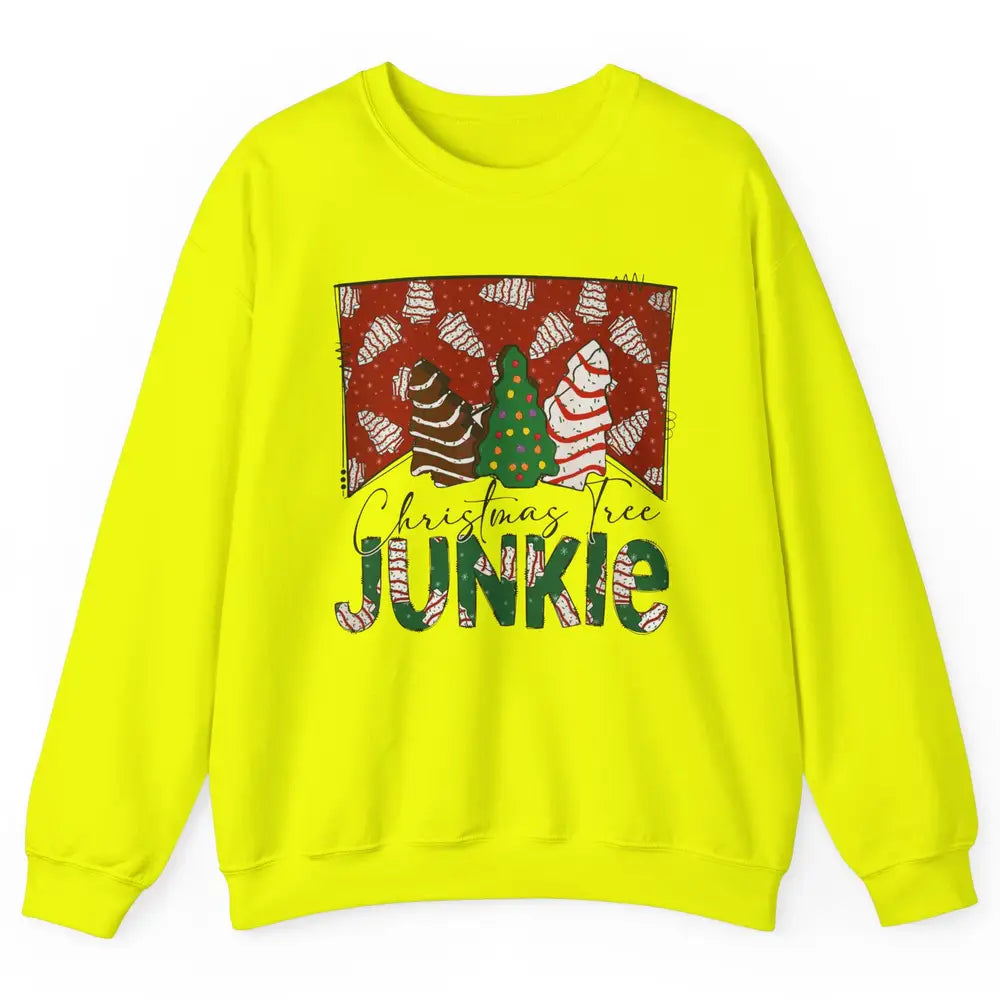 Funny Christmas Tree Cake Junkie Tis The Season Western Xmas Unisex Crewneck Sweatshirt