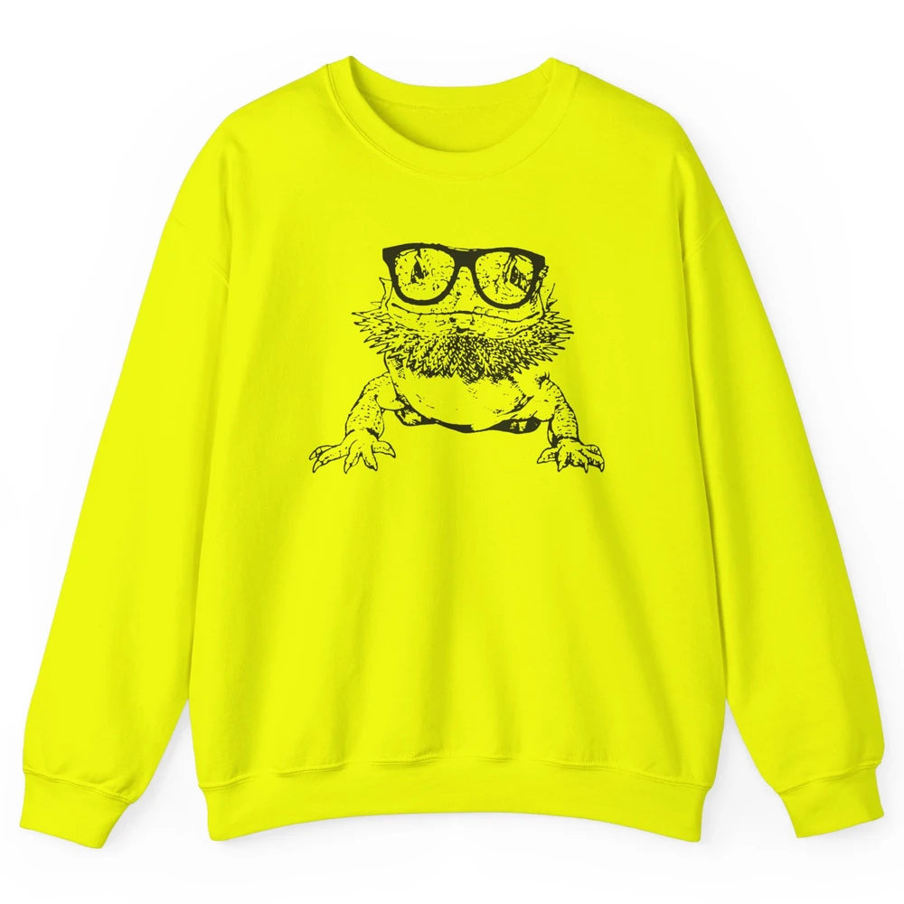 Bearded Dragon Glasses Animal Cute Bearded Dragon Owner Gift Unisex Crewneck Sweatshirt