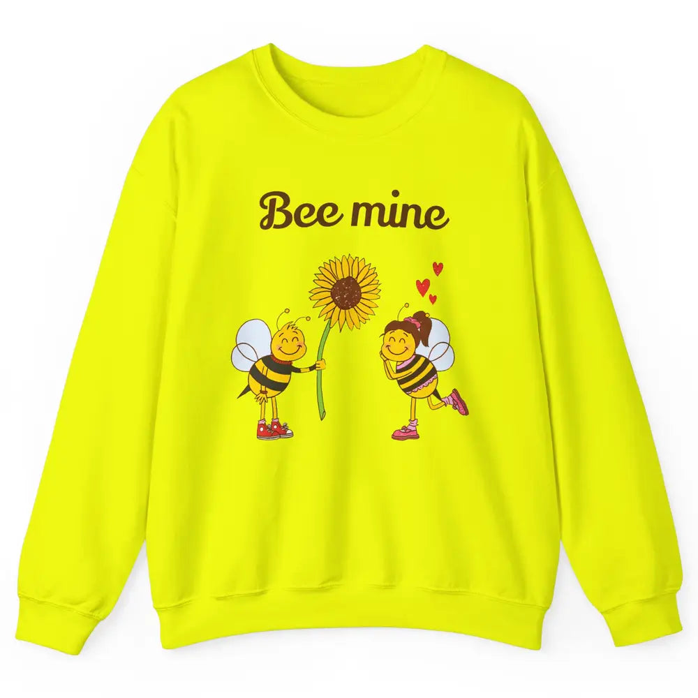 Bee Mine Love Valentine's Day Couple Romantic Bee Love Unisex Crewneck Sweatshirt