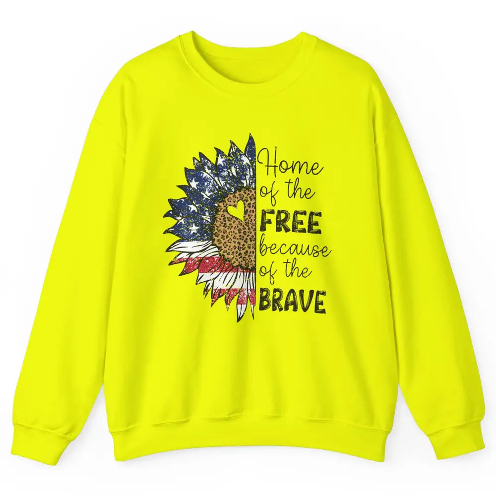 Sunflower 4th Of July Home Of The Free Because Of The Brave Unisex Crewneck Sweatshirt