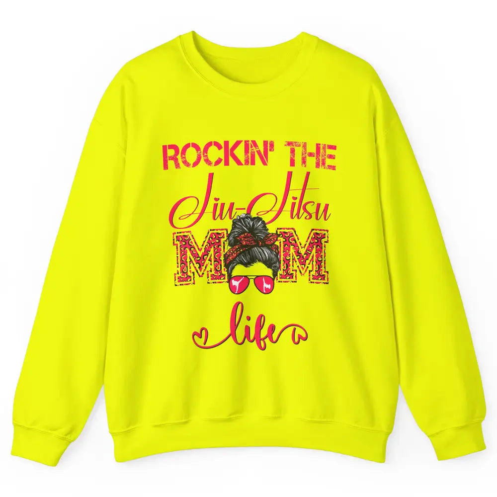 Vintage Messy Bun Jiu Jitsu Mom Life Taekwondo Martial Art Unisex Crewneck Sweatshirt