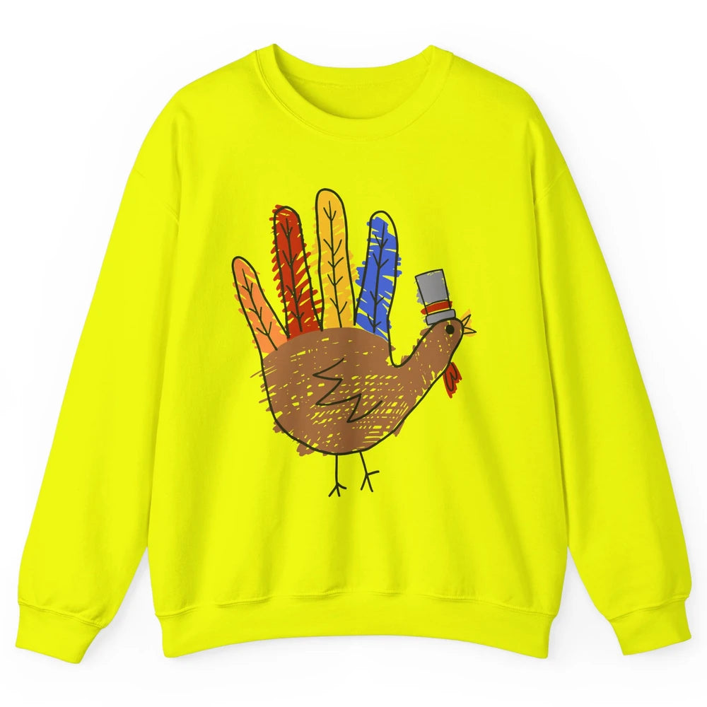 Thanksgiving Hand Turkey Funny Thanksgiving Teacher Thankful Unisex Crewneck Sweatshirt