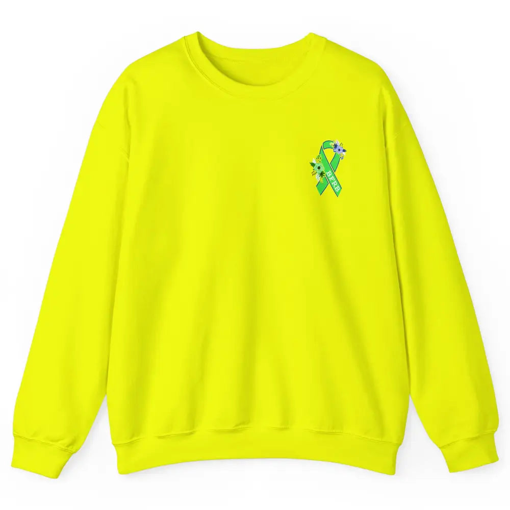 Body Focused Repetitive Disorder BFRB Floral Green Ribbon Unisex Crewneck Sweatshirt