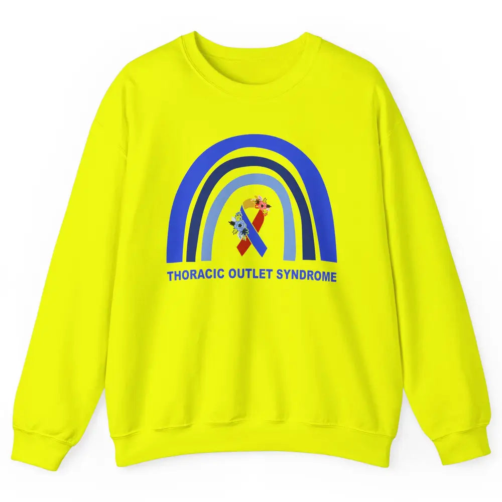 Thoracic Outlet Syndrome Awareness Floral Blue Red Ribbon Unisex Crewneck Sweatshirt