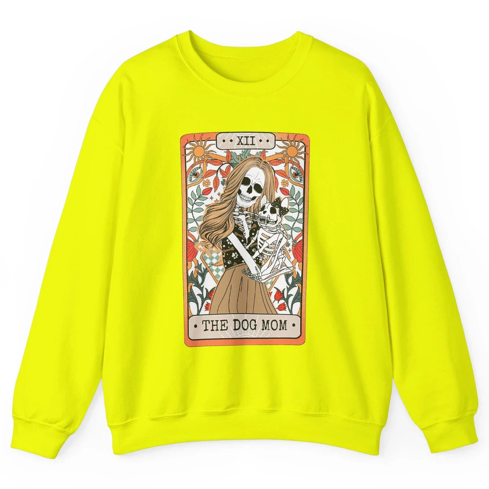 Retro Skeleton Tarot Card The Dog Mom Halloween Dog Lovers Unisex Crewneck Sweatshirt