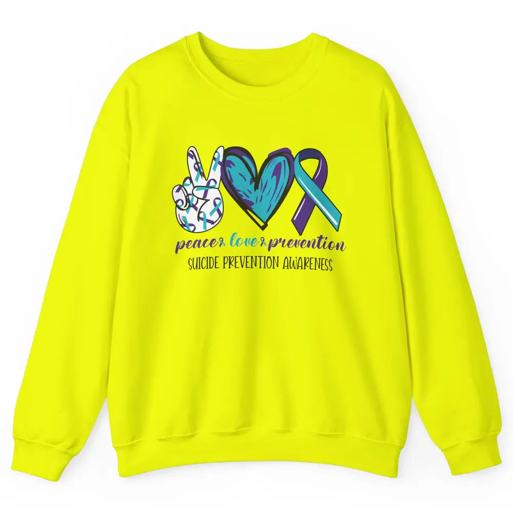 Suicide Prevention Awareness Ribbon Peace Love Prevention Unisex Crewneck Sweatshirt