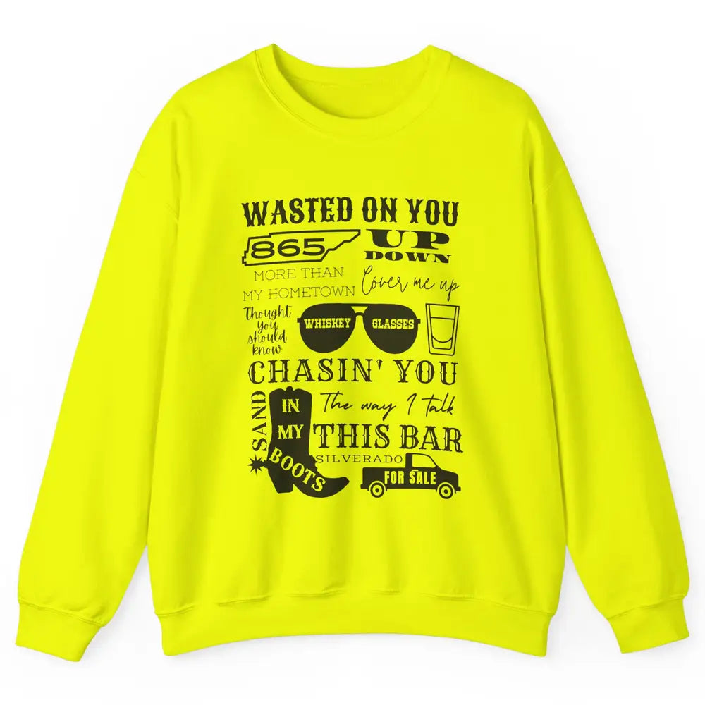 Retro Sands In My Boots Wasted On You Western Country Music Unisex Crewneck Sweatshirt