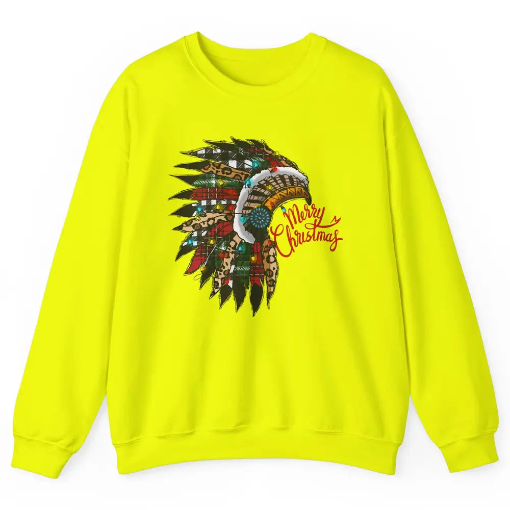 Christmas Headdress Indian Hat Leopard Western Christmas Unisex Crewneck Sweatshirt