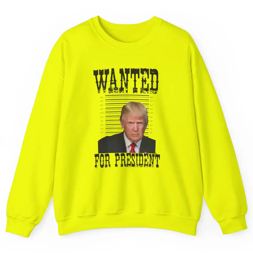 Wanted For President Support Trump 2024 Back Anti Biden Unisex Crewneck Sweatshirt