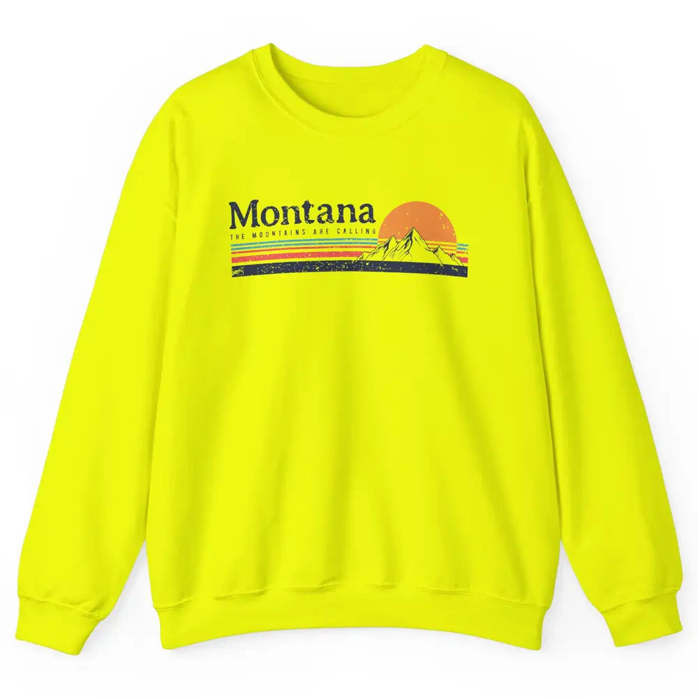 Vintage Montana Mountains Are Calling Camping Hiking Outdoor Unisex Crewneck Sweatshirt