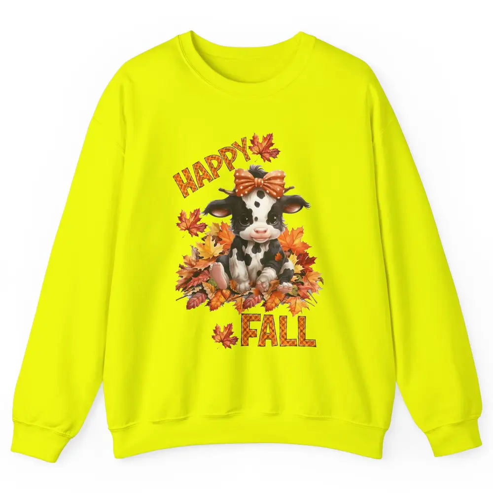 Cute Baby Cow Bandana Hay Fall Pumpkin Thanksgiving Autumn Unisex Crewneck Sweatshirt