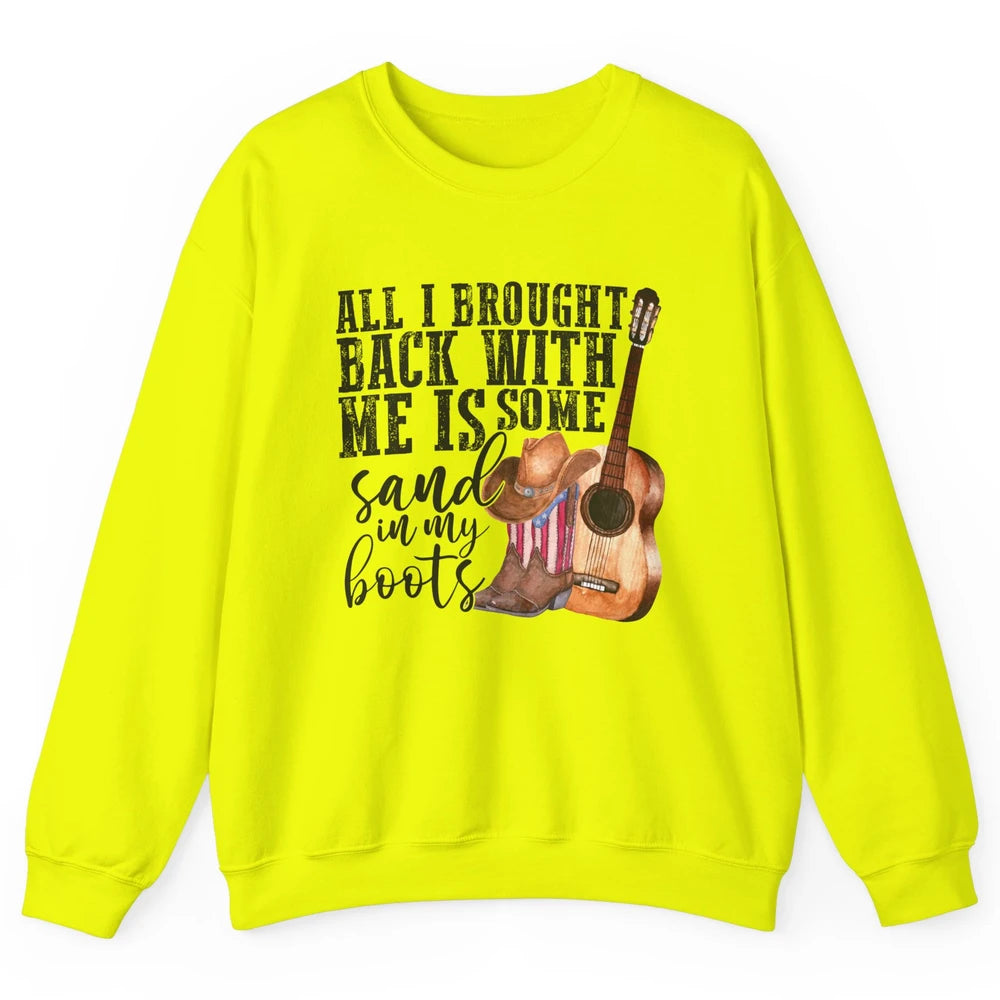 Retro Sand In My Boots Western Cowgirl Cowboy Boots Guitar Unisex Crewneck Sweatshirt