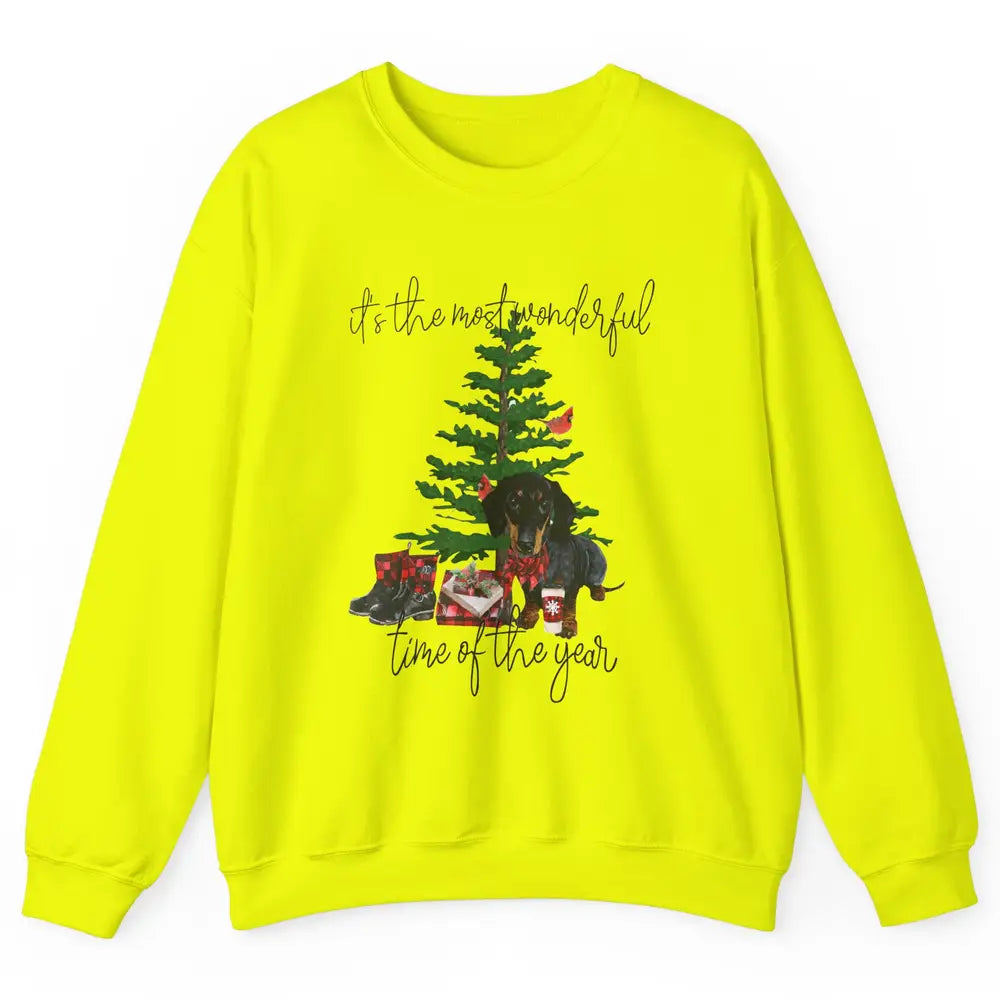 Dachshund Christmas Tree The Most Wonderful Time Of The Year Unisex Crewneck Sweatshirt