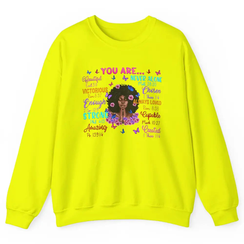 Afro Women Christian God Says I Am Bible Verse Religious Unisex Crewneck Sweatshirt