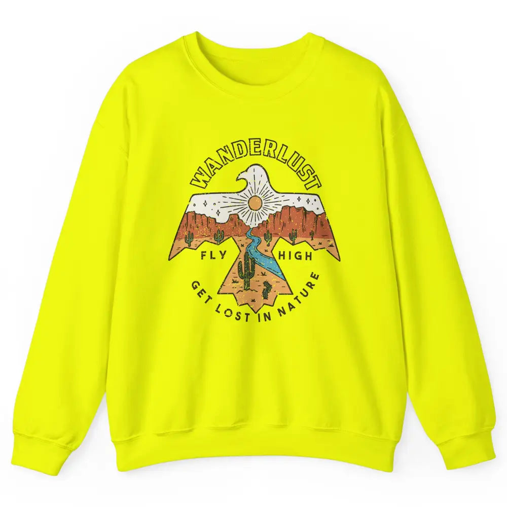 Vintage Eagle Desert Wanderlust Get Lost In Nature Outdoor Unisex Crewneck Sweatshirt