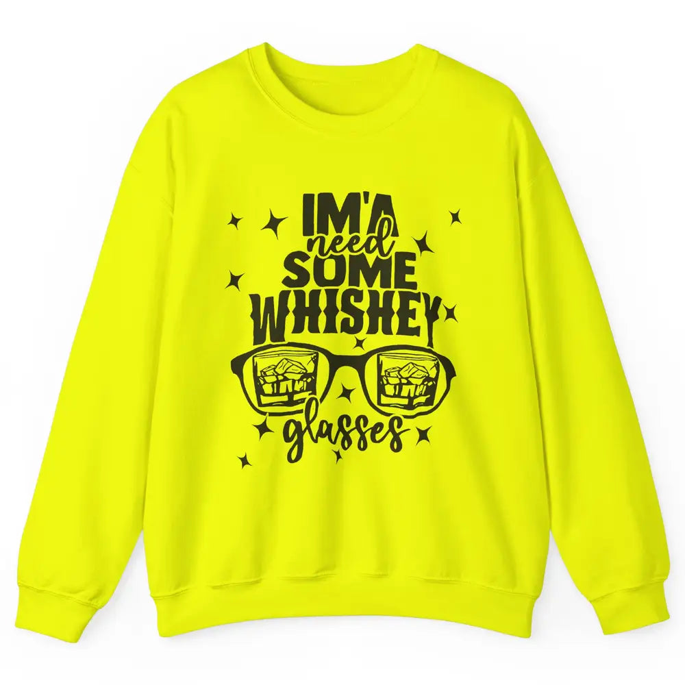 Whiskey Glasses Drink Whiskey See World Through Wine Glasses Unisex Crewneck Sweatshirt