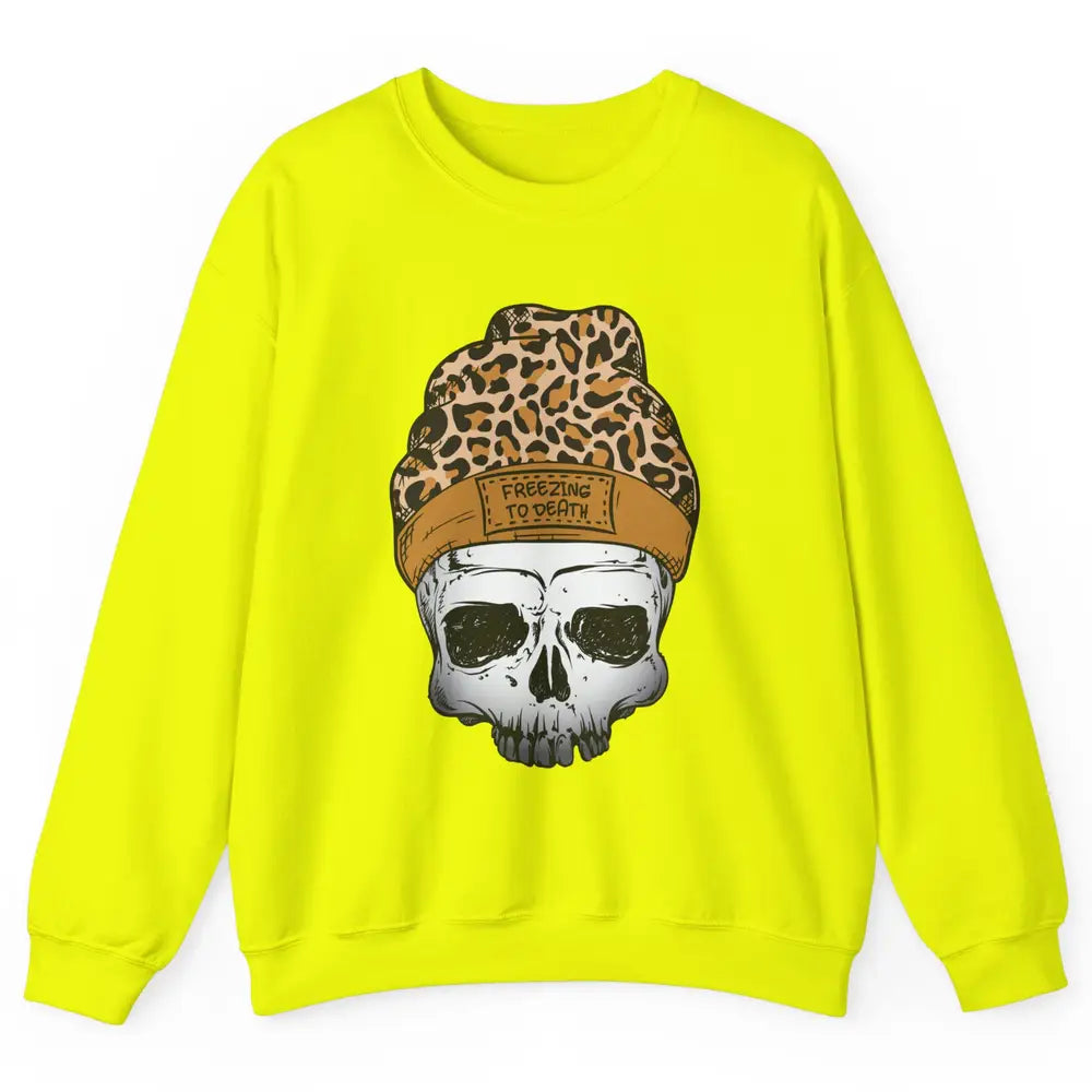 Leopard Skull Freezing To Death Snowflakes Christmas Winter Unisex Crewneck Sweatshirt