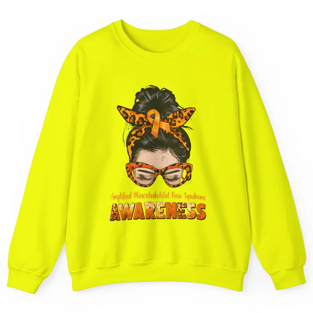 Amplified Musculoskeletal Pain Syndrome Orange Messy Bun Unisex Crewneck Sweatshirt