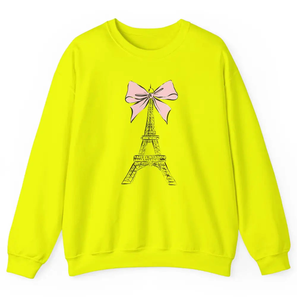 Voyager Floral Eiffel Tower Minimal Paris France Travel Girl Unisex Crewneck Sweatshirt